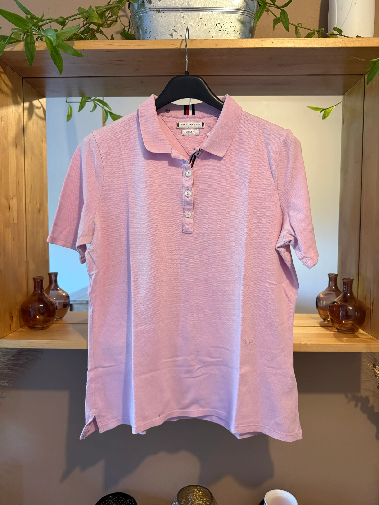  Polo femme Tommy Hilfiger – Rose pâle – Taille L – Regular Fit - Chic et décontracté 